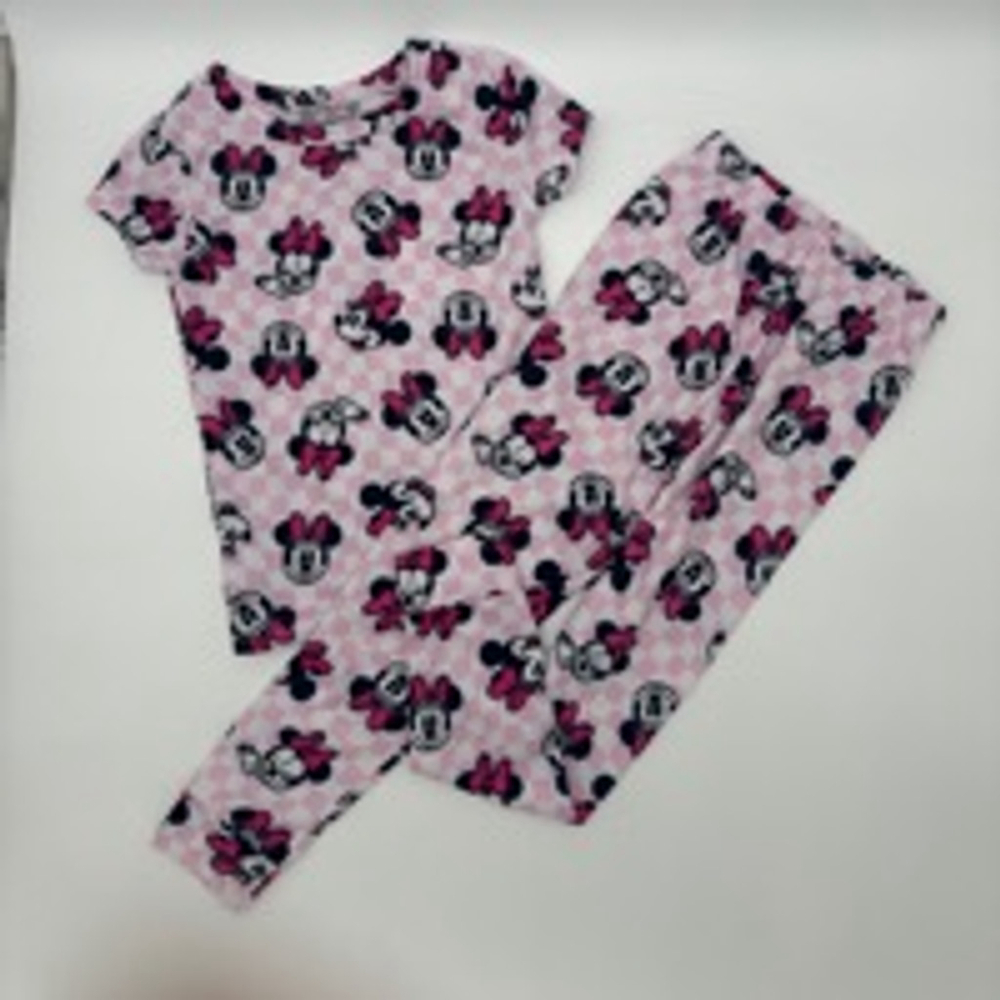 DISNEY Minnie Mouse Pajama Set Size 6 Pink White